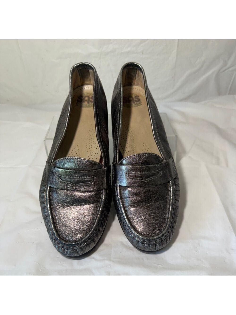 SAS Wink Tripad Pewter Leather Loafers Size 8